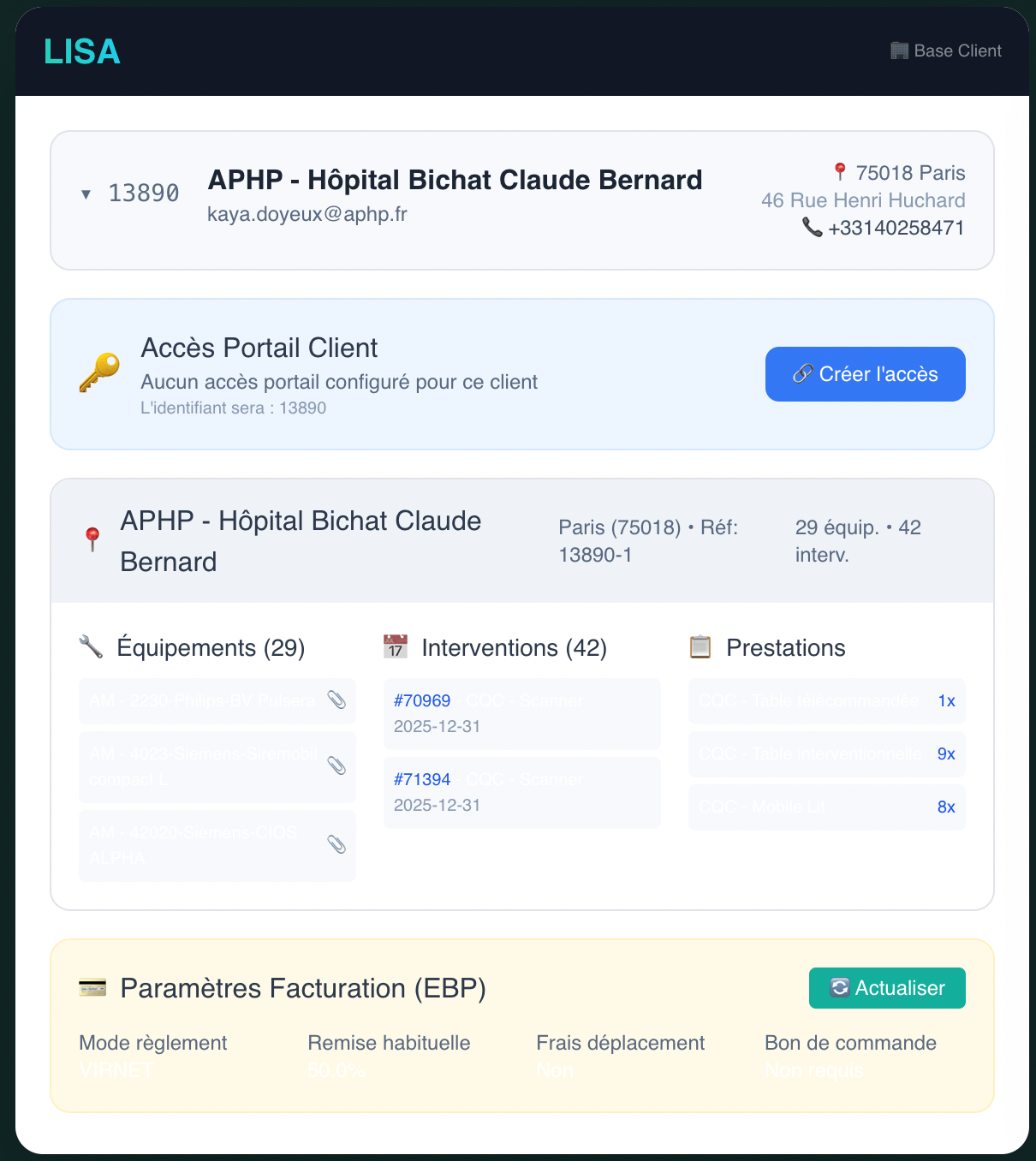 Fiches clients adaptées aux métiers de l’inspection