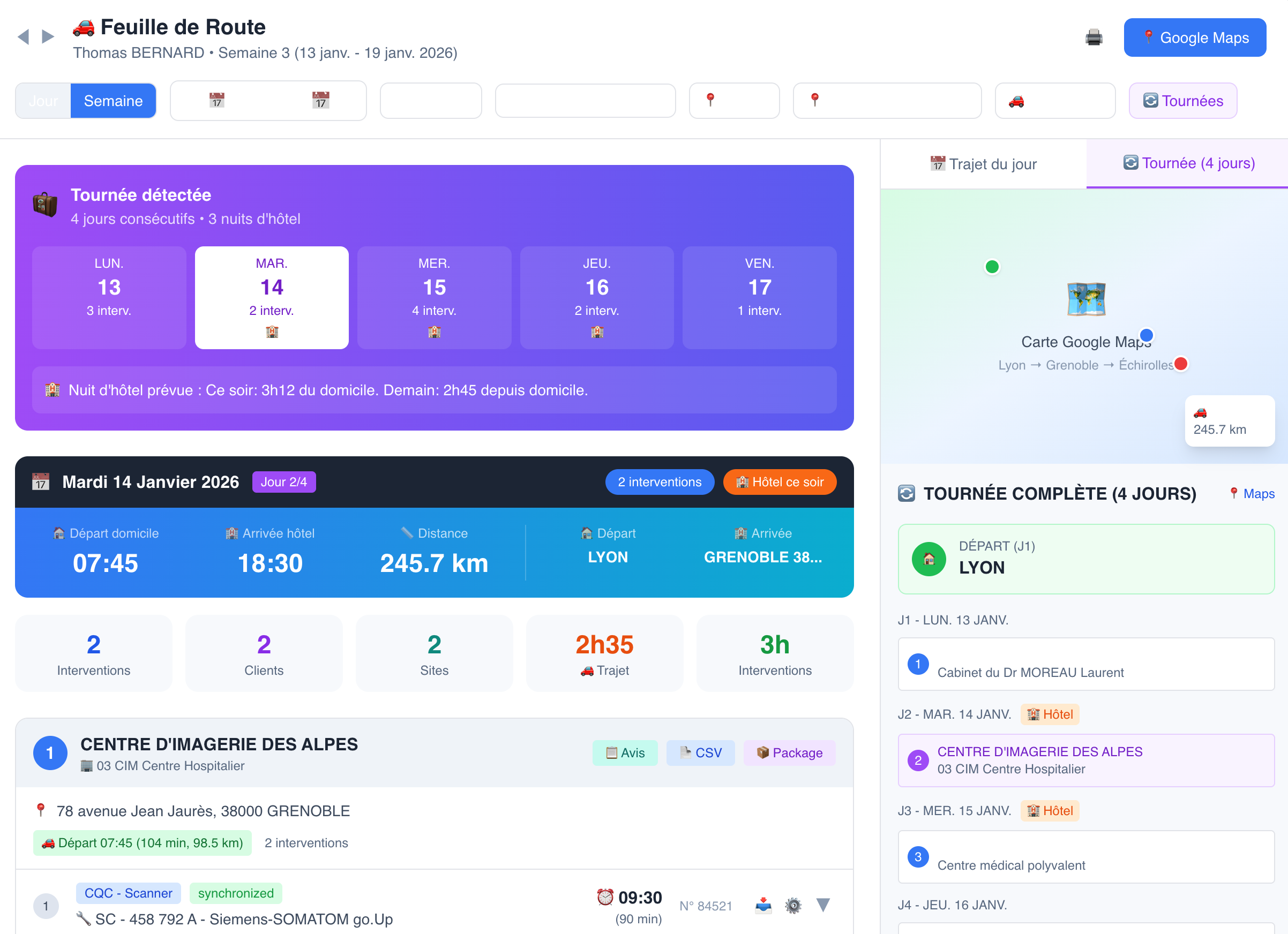 Feuille de route technicien terrain